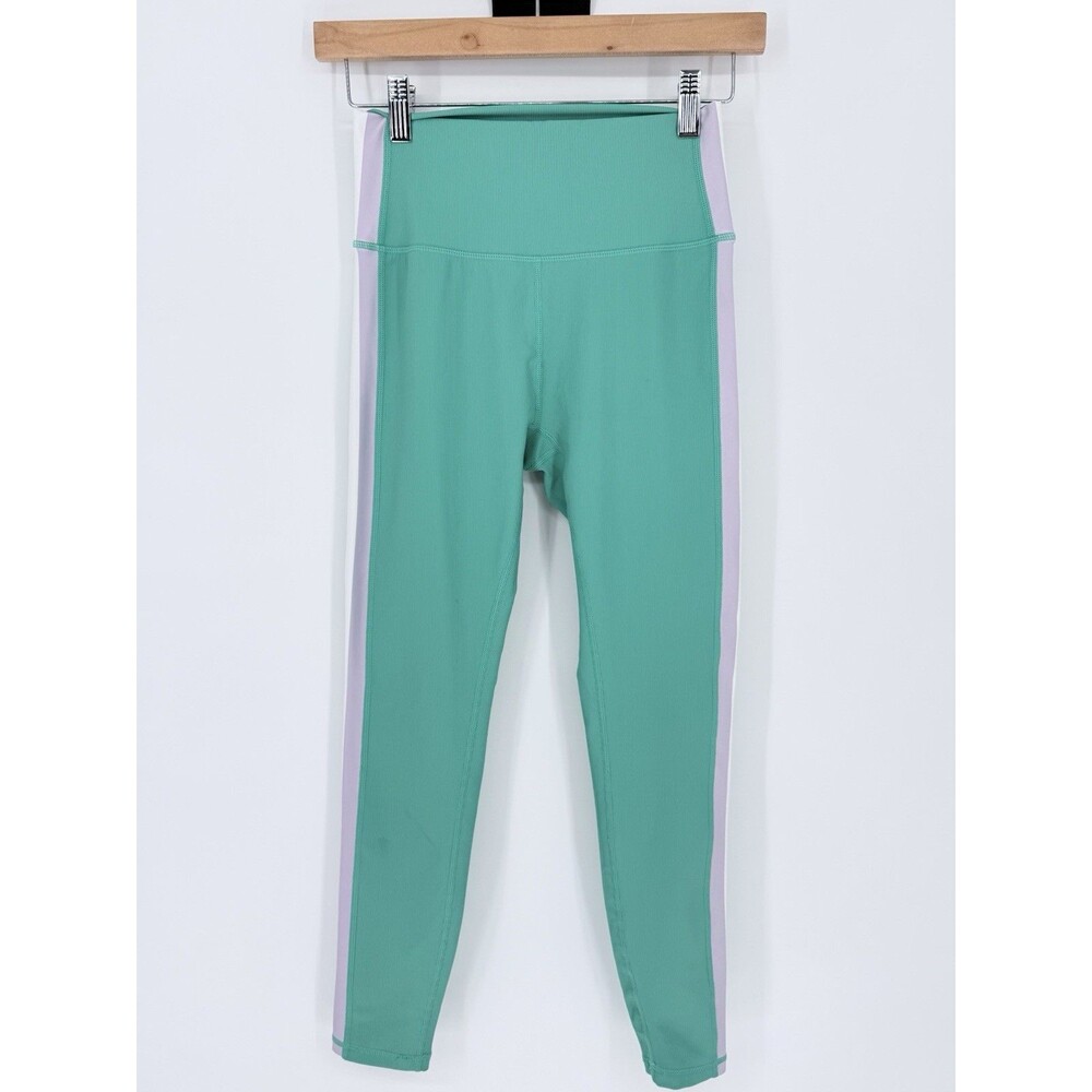 WILOโ THE LABEL Anthropology COLOR BLOCK Ribbed 7/8 LEGGINGS SIZE SMALL Mint